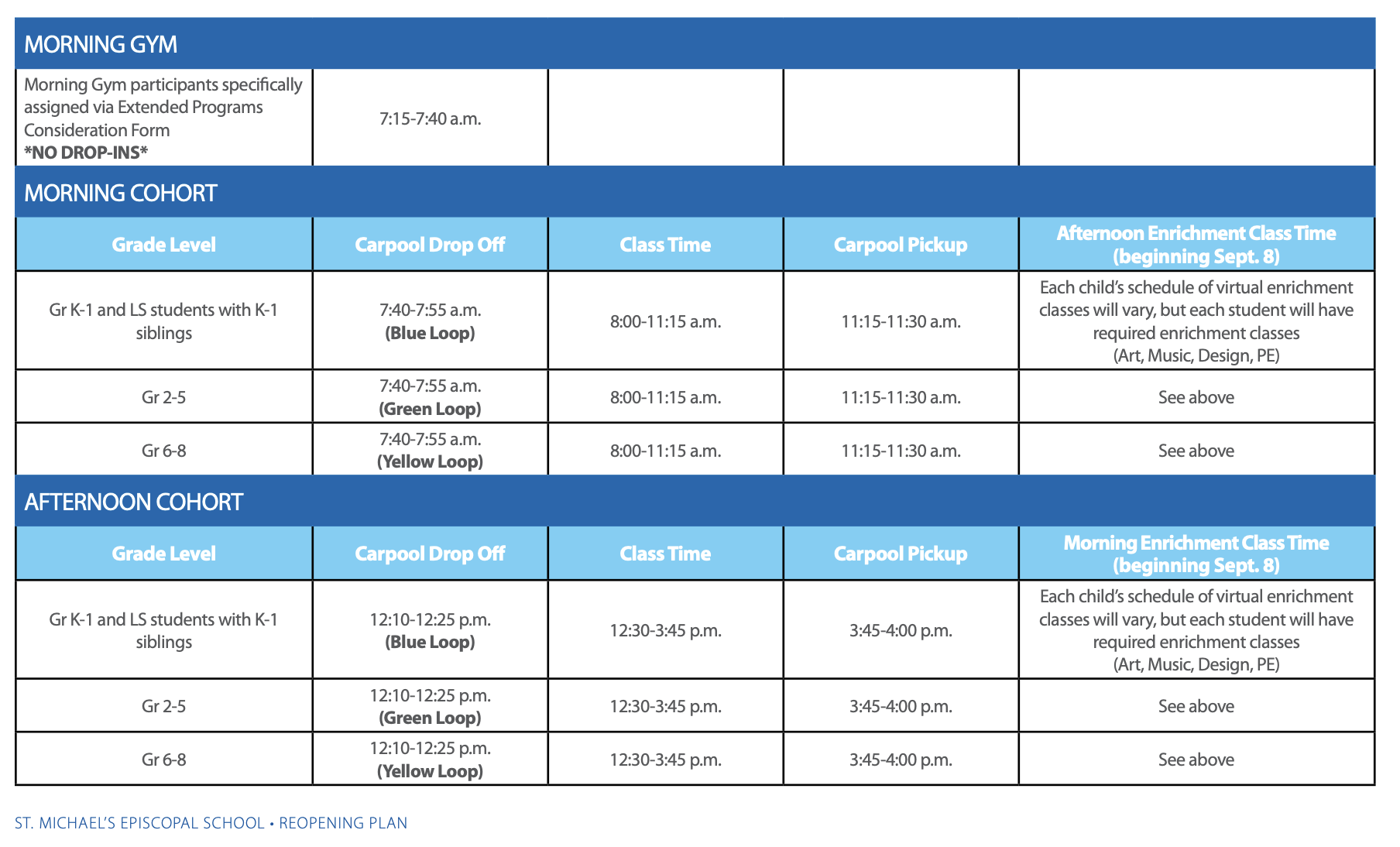 School Hours and Dress Code Community St. Michael's Episcopal School