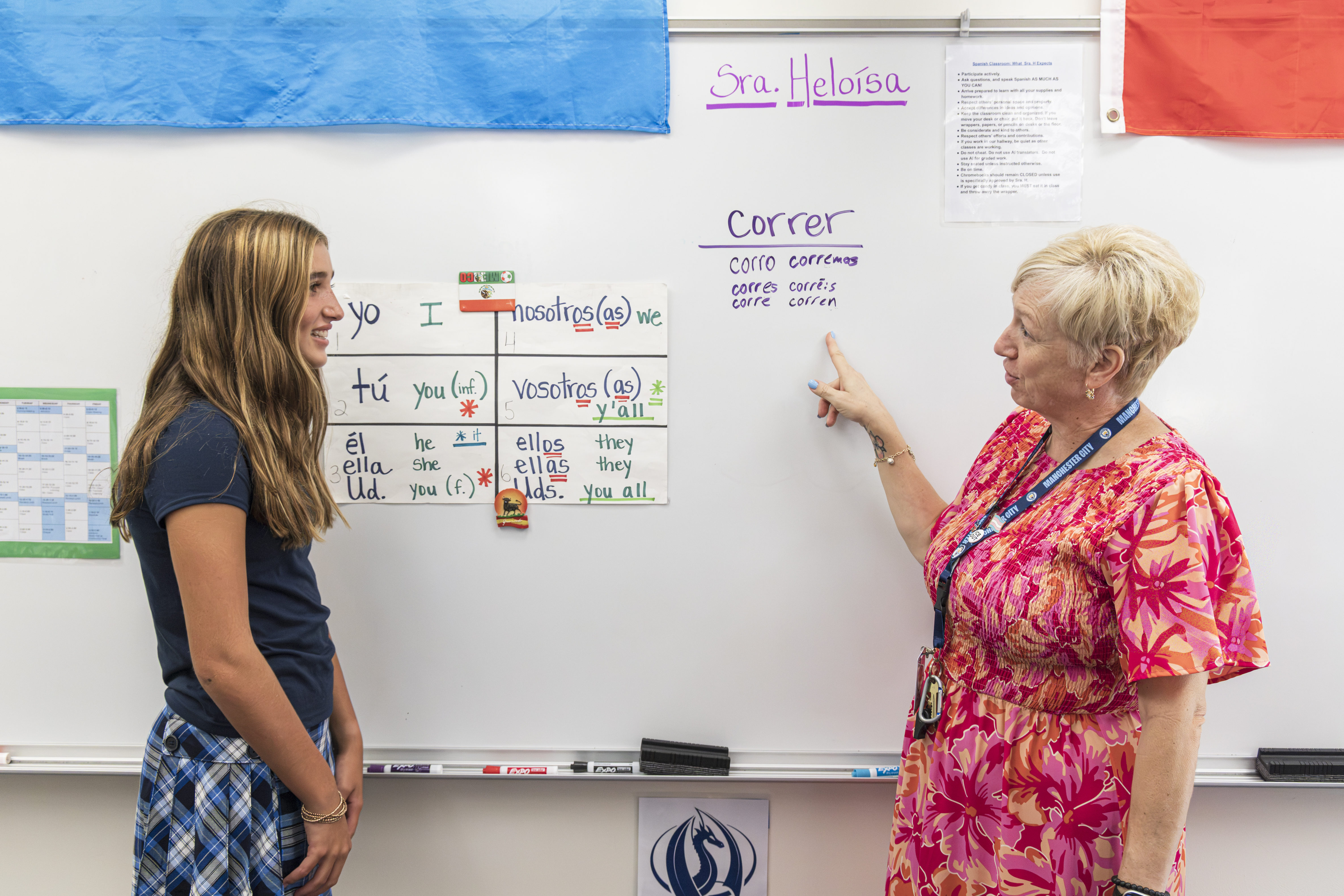 A St. Michael's student learns Spanish verb conjugations